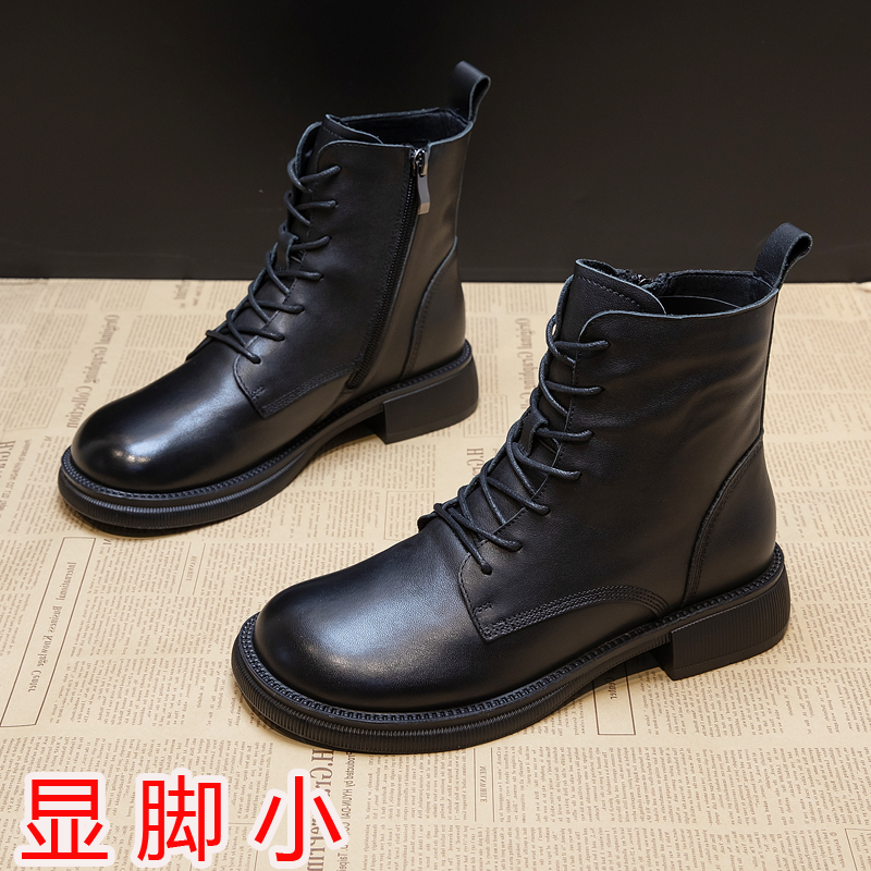 短靴女2025新款秋冬加绒马丁靴英伦风平底大码女靴41到43脚宽脚胖,女鞋,马丁靴,淘宝优惠券,粉丝福利购,淘宝优惠卷