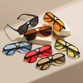 大框网红同款 欧美跨境复古双梁太阳镜2024新款 潮ins个性 蛤蟆墨镜