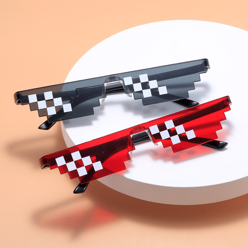 新款大小马赛克眼镜搞怪墨镜网红眼镜蹦迪装逼二次元太阳镜装饰镜