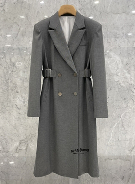 东大门灰色西装外套女春2025新款韩版宽松显瘦时尚炸街中长款西服