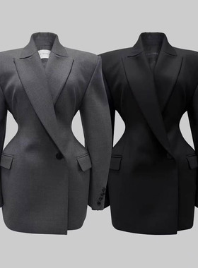 高级感时尚沙漏掐腰显瘦西装外套女2025秋季新款韩版修身流行西服