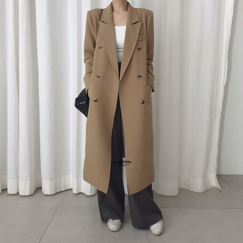 网红小西装外套女2025年春季新款宽松休闲气质中长款过膝西服风衣