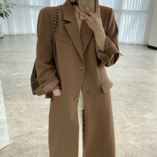 东大门小西装外套女中长款2026年春季新款宽松时尚洋气单排扣西服