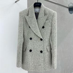高级感人字纹毛呢外套女2024秋款新款韩版显瘦加厚西装领毛呢外套
