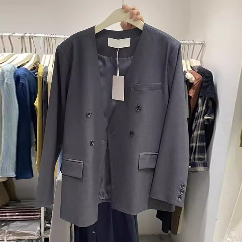 高级感西装外套女设计感小众小个子春秋新款韩版宽松休闲V领西服