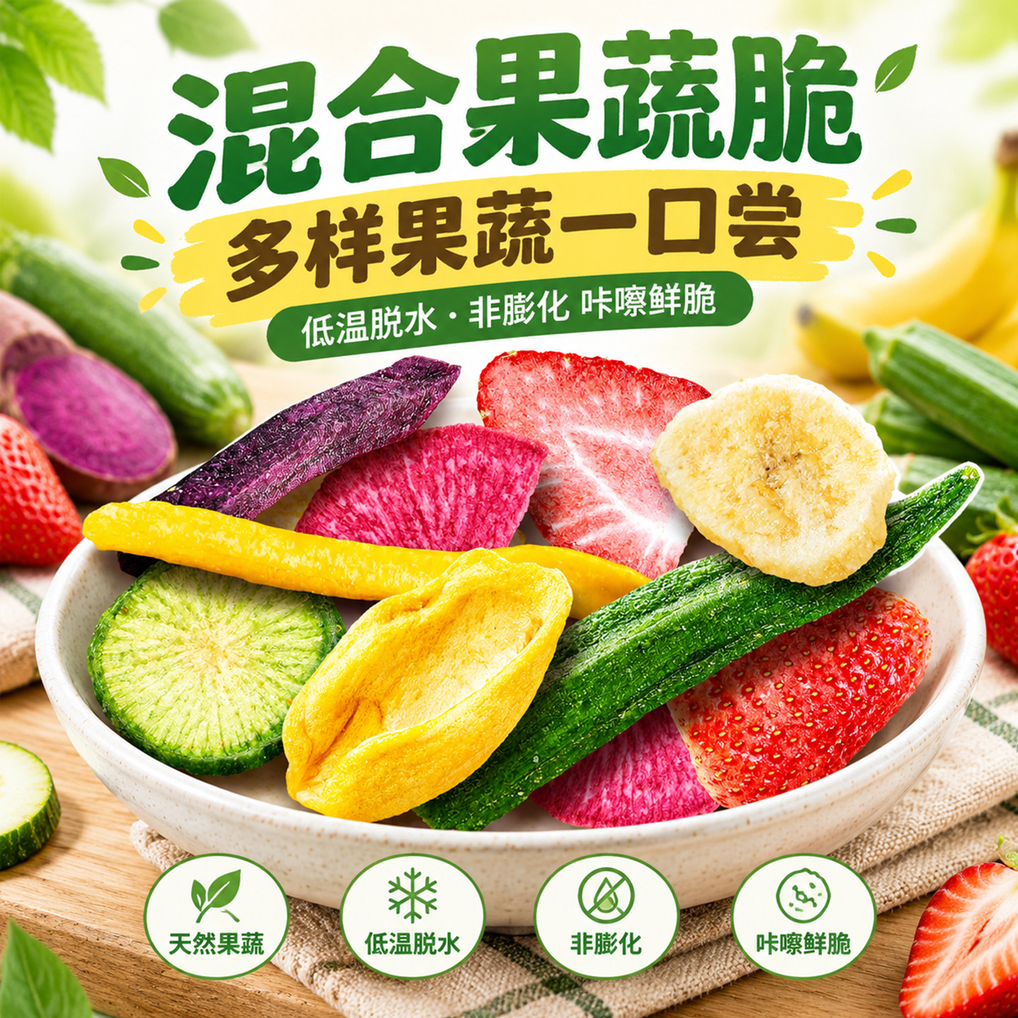 混合果蔬脆什锦冻干香菇脆蔬菜干脆秋葵脱水果干菠萝蜜干休闲零食