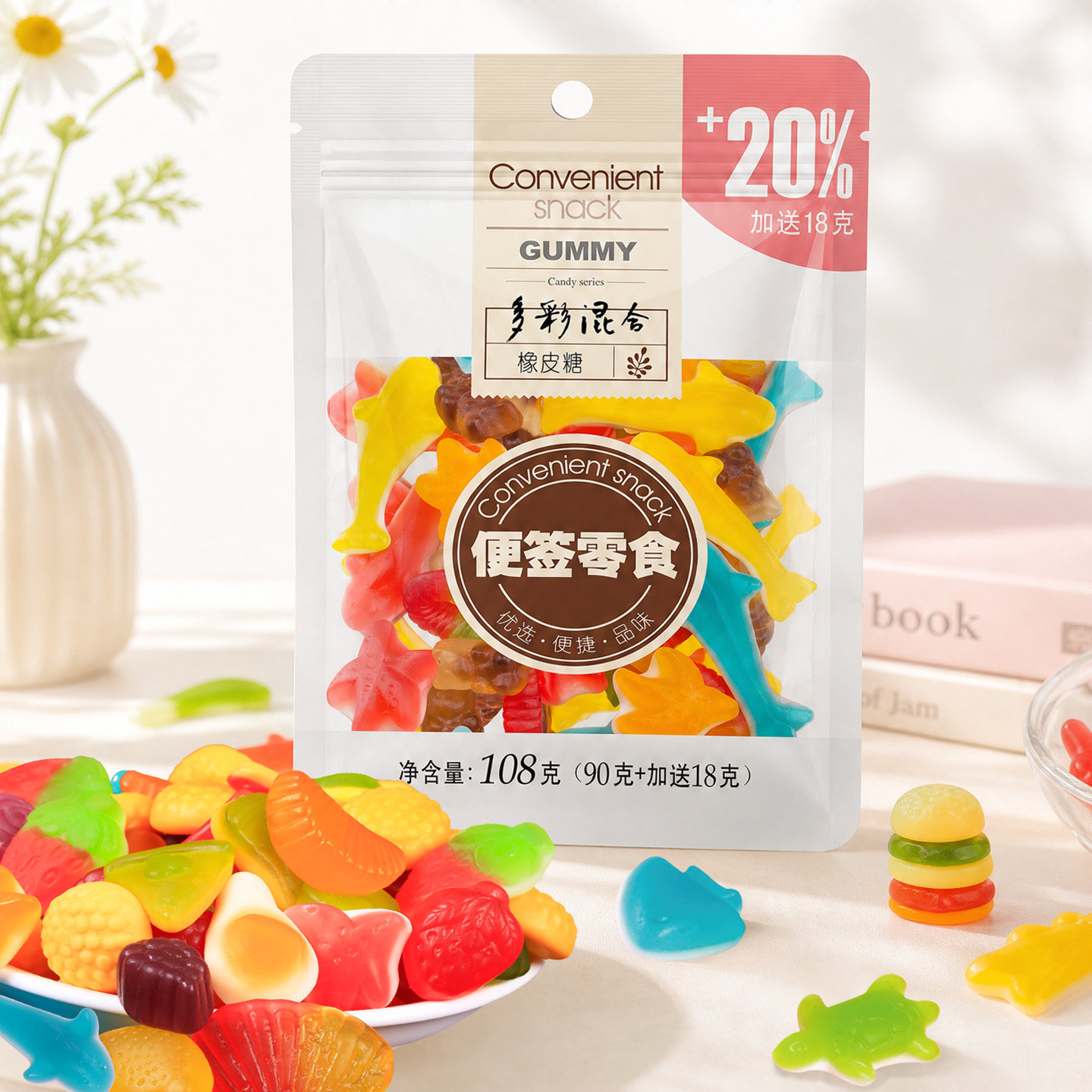 多彩混合橡皮糖涂油动物造型果味QQ软糖混合解馋儿童休闲零食批发