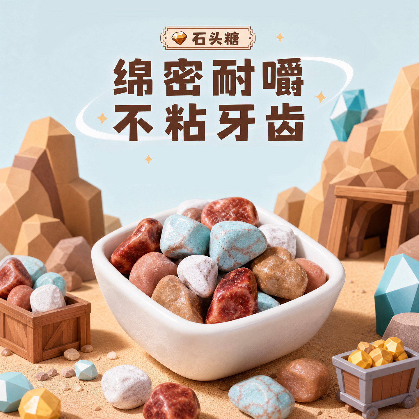 石头造型软糖多彩非巧克力酸奶味袋装童年怀旧烘焙装饰8090小零食