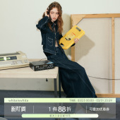 宽松显瘦阔腿超长堆堆裤 女修身 2025年新款 whiteiswhite直筒牛仔裤