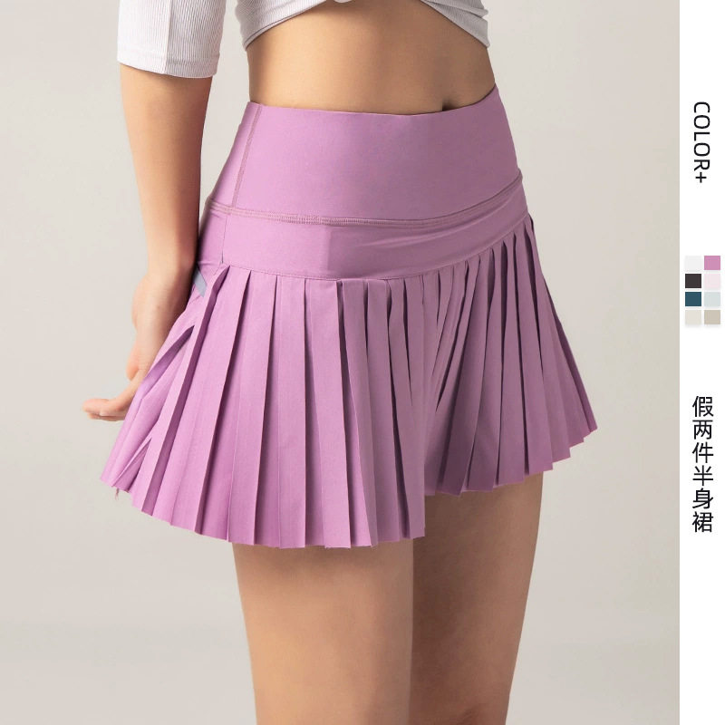 夏季褶皱裙裤 运动跑步女生短裤假两件半身裙INS运动网球裙仿走光