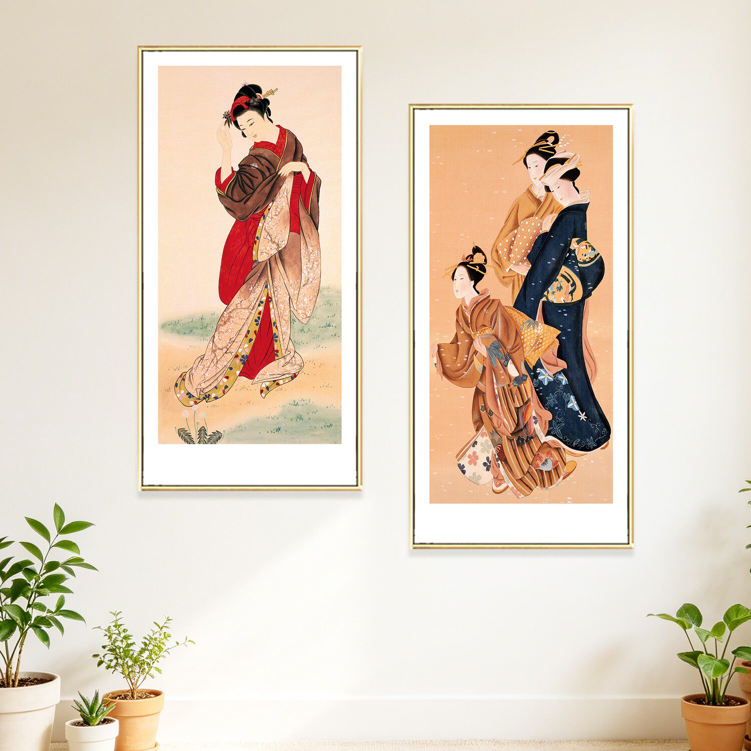 日式风格装饰画仕女图竖版艺术感挂画日本料理店寿司店榻榻米壁画