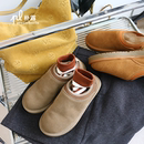 朴露恩雅冬季 莉贝琳 真羊毛加绒保暖雪地靴皮毛一体一脚蹬牛皮棉鞋