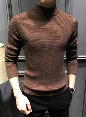 秋冬半高领毛衣男新款长袖针织衫冬季毛衫商务修身冬款内搭打底衫