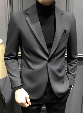 秋季高级灰色男士西服2025新款修身单件西装韩版痞帅休闲单西外套
