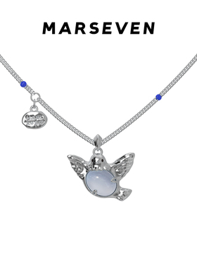 MARSEVEN 海风飞鸽系列蓝玉髓鸽子项链S925银原创轻奢气质锁骨链