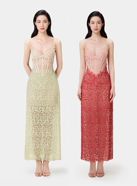 正品授权MONTSAND LOBBSTER铃兰蕾丝吊带连衣裙渐变鱼骨越南24PS