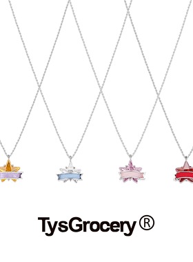 TysGrocery 25 缎带镶嵌五角星宝石项链