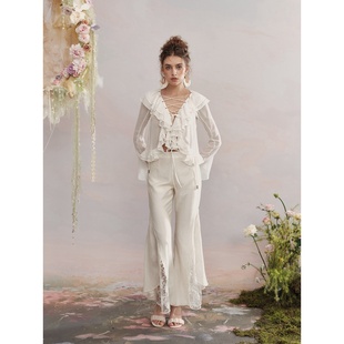 雪纺绉系带花边开衫 ARTE 蕾丝拼花边暗纹长裤 25ss独家正品 PURA