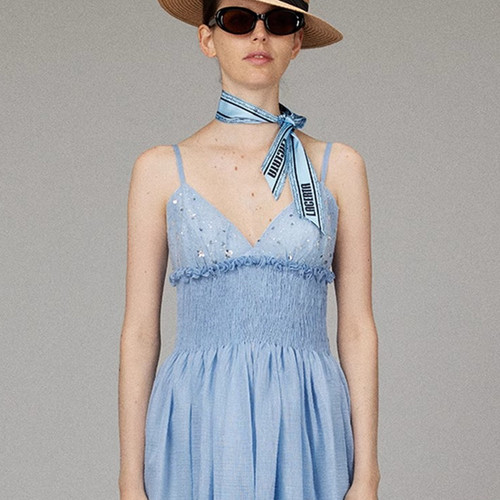 【LACERTA/莱瑟塔 设计师品牌】25夏季珠片天丝度假风吊带连衣裙