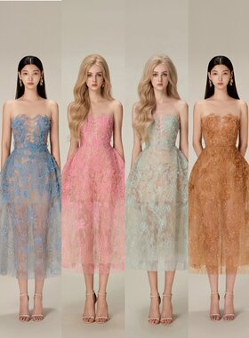 正品授权MONTSAND原LOBBSTER手缝蕾丝连衣裙A字礼服仙女越南24FW