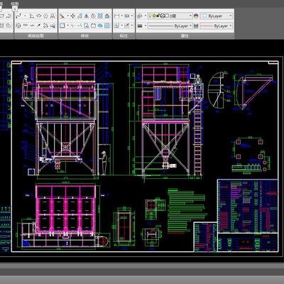 KST183-SYMP70-4脉冲喷吹280只布袋式除尘器粉尘收集器全套CAD图