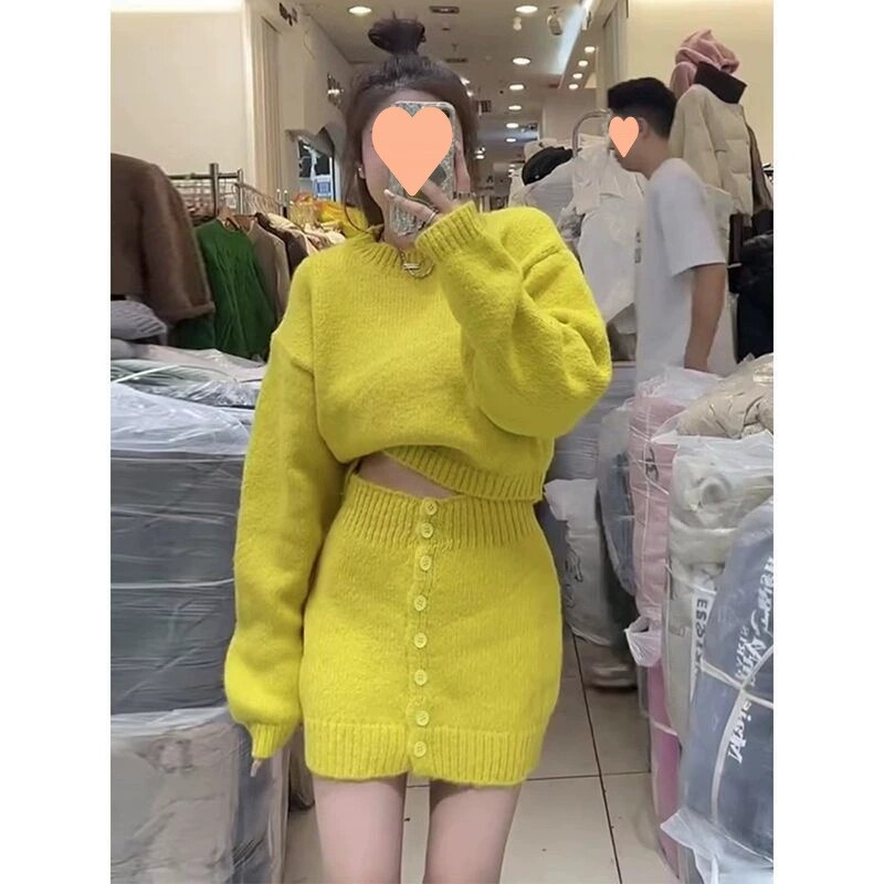 装搭配一整套女2025春季新款慵懒风宽松显瘦毛衣半身裙