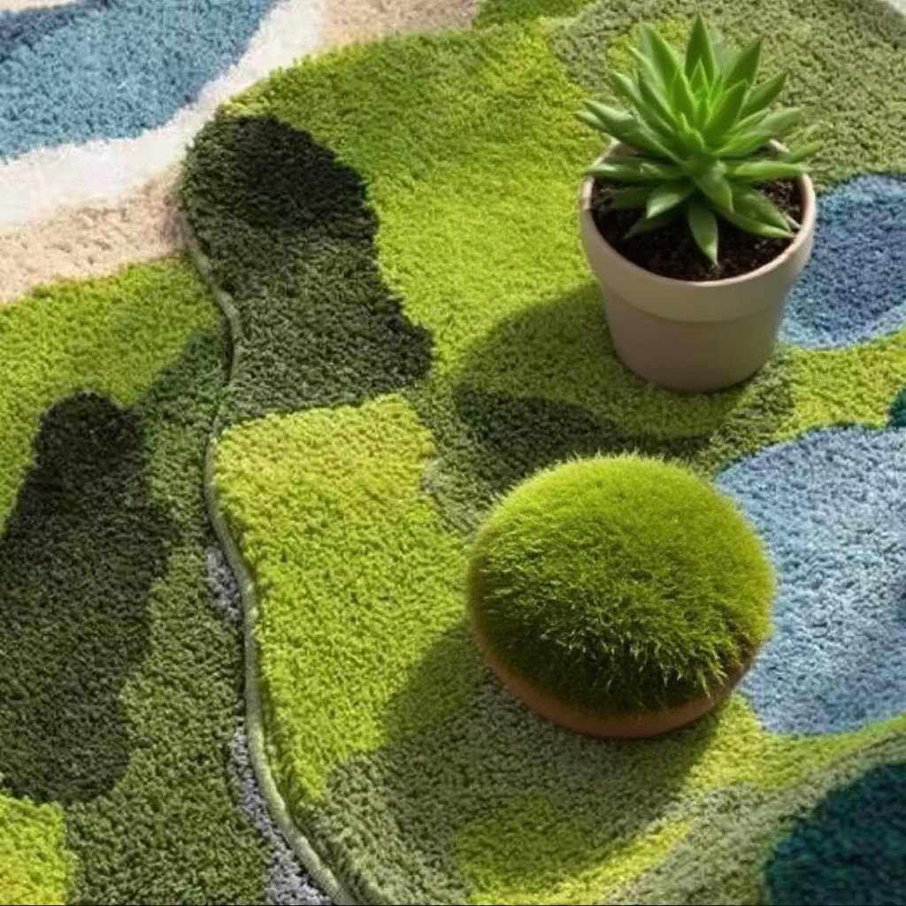 苔藓地毯绿色地毯森林阳台床边毯异形防滑绿色客厅卧室脚垫地垫,居家布艺,地毯,淘宝优惠券,粉丝福利购,淘宝优惠卷
