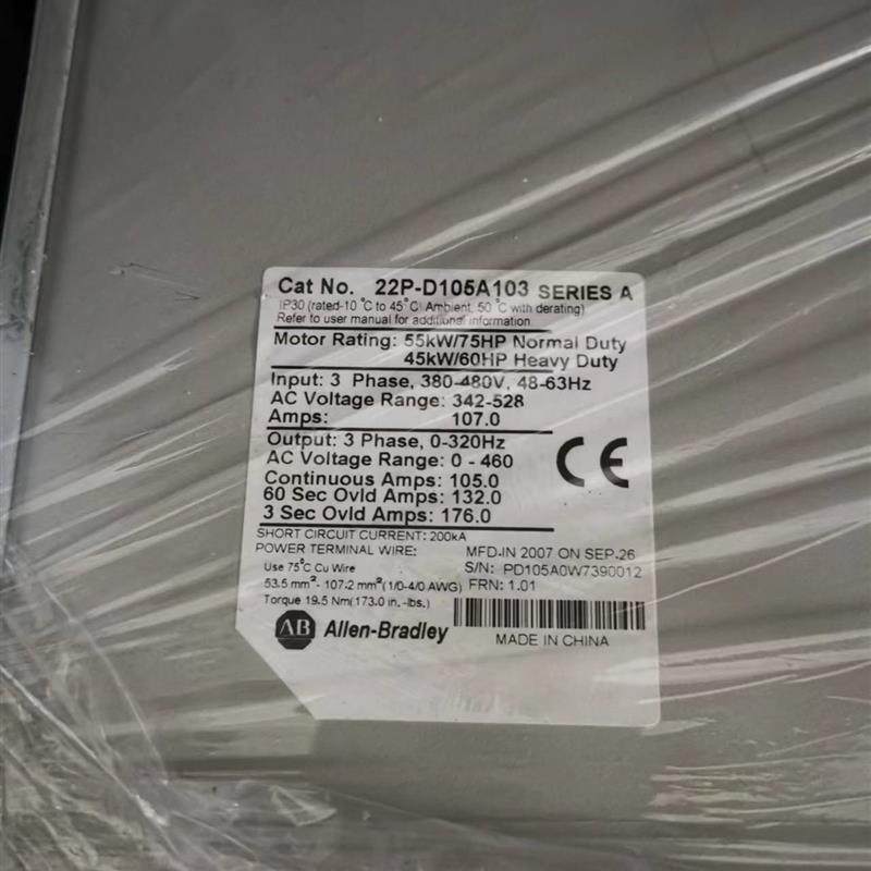 九新 AB罗克韦尔400P系列变频器22P-D105A103 45KW/55KW/380V询价