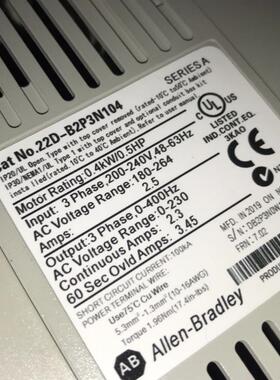 AB变频器22a/22d/22b-a2p3/a3p6/a9p6a/b4p5/b2p3n104/113 10询价