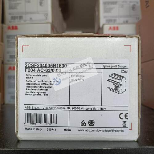 全新电磁式剩余电流保护器 F204AC-63/0.03 意大利询价
