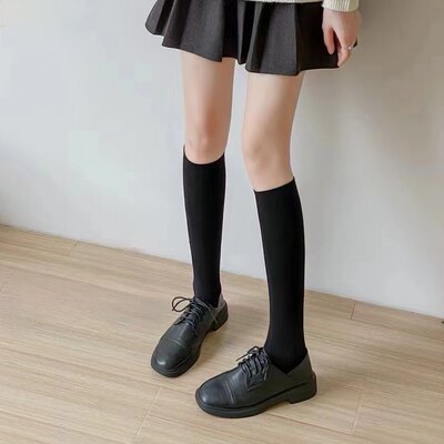 秋冬新款小腿袜女日系学院风jk中筒袜子纯棉长筒及膝高筒过膝盖