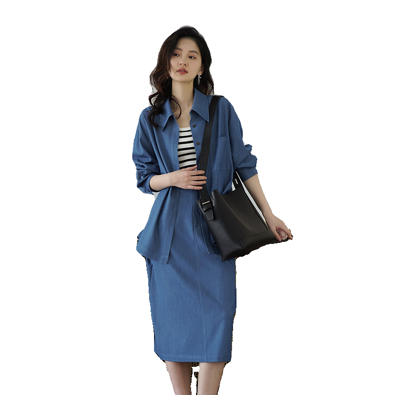 嘉茱莉小个子2024新款牛仔衬衫