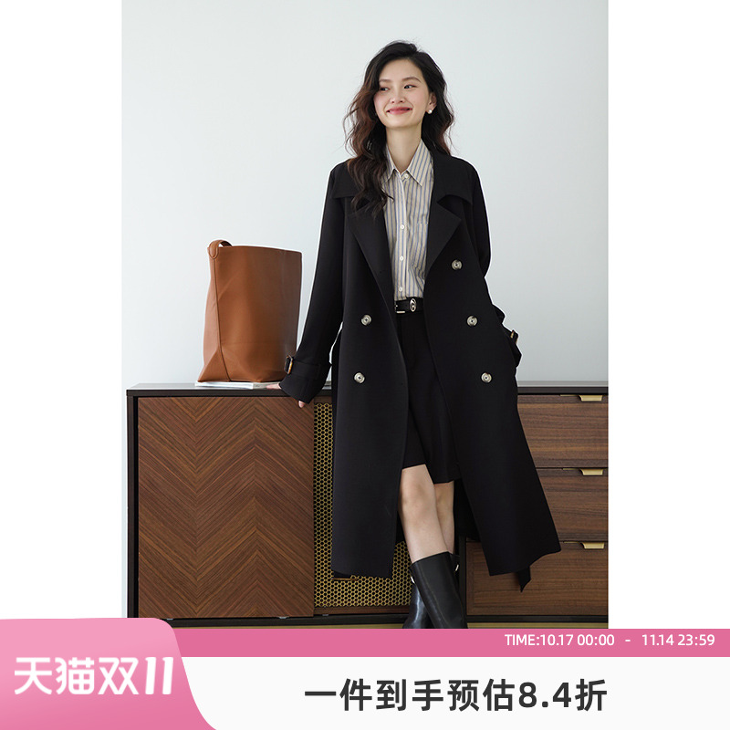 嘉茱莉长款英伦高级感风衣