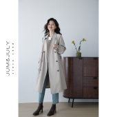 宽松风衣外套女春秋高级感赫本风 韩系休闲长款 嘉茱莉2026春季 新款