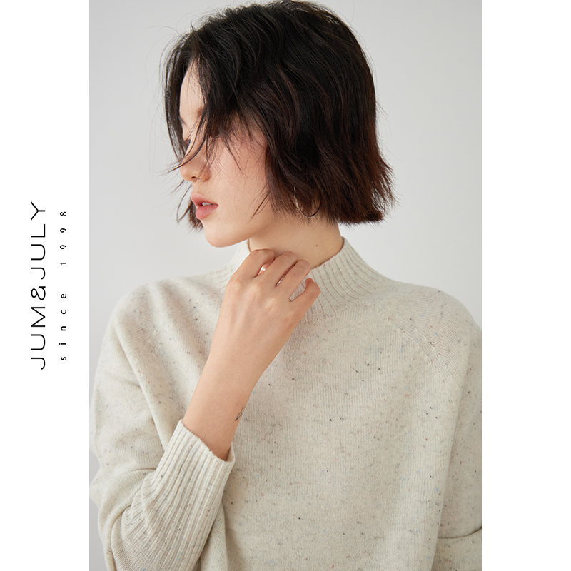 2024新款绵羊毛半高领针织上衣