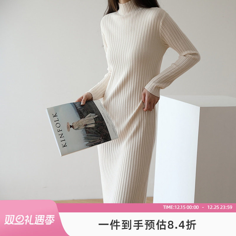 秋冬中长款高领打底内搭套装毛衣