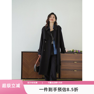 嘉茱莉2025春季 上衣外套 新款 双排扣休闲风衣女高级感风衣中长款