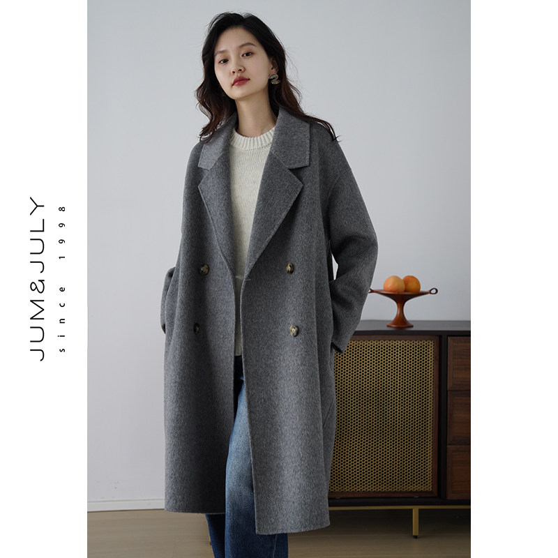 嘉茱莉2025秋冬新款今年流行毛呢大衣女双排扣羊毛大衣外套赫本风,女装/女士精品,毛呢外套,淘宝优惠券,粉丝福利购,淘宝优惠卷