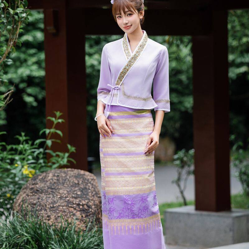 出租西双版纳新款傣族服饰租赁女筒裙高端旅游写真民族服装