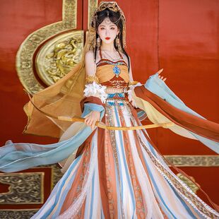 出租敦煌汉服异域风天竺公主西域神女汉元素旅拍舞蹈表演服
