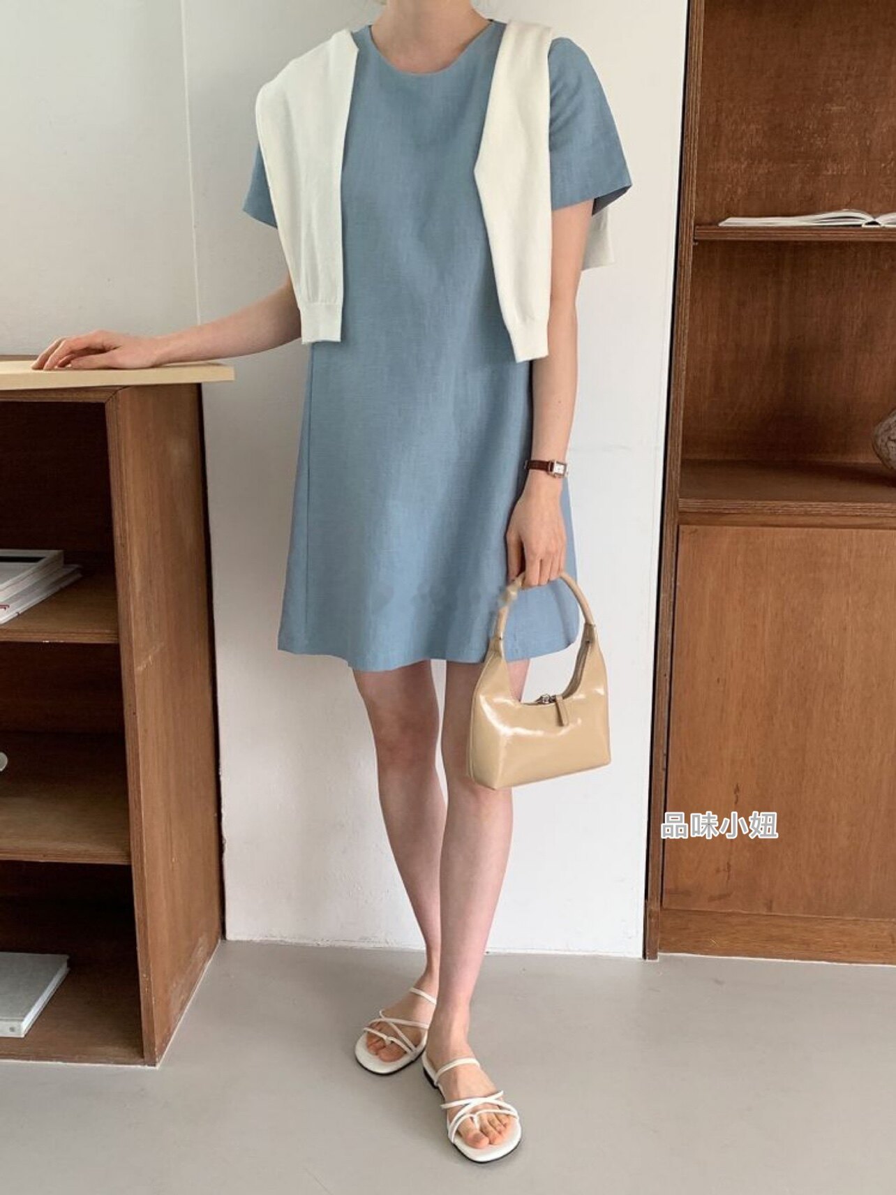 韩国直邮包邮2022年春夏女装东大门 array简约圆领连衣裙