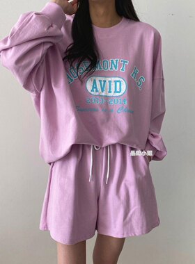 韩国直邮包邮2023年春夏女装东大门 adela字母印花套装棉质卫衣