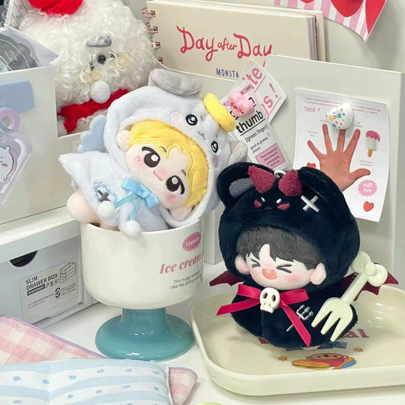 10cm娃娃娃衣天使恶魔无属性新款10cm棉花娃娃万圣节斗篷娃衣