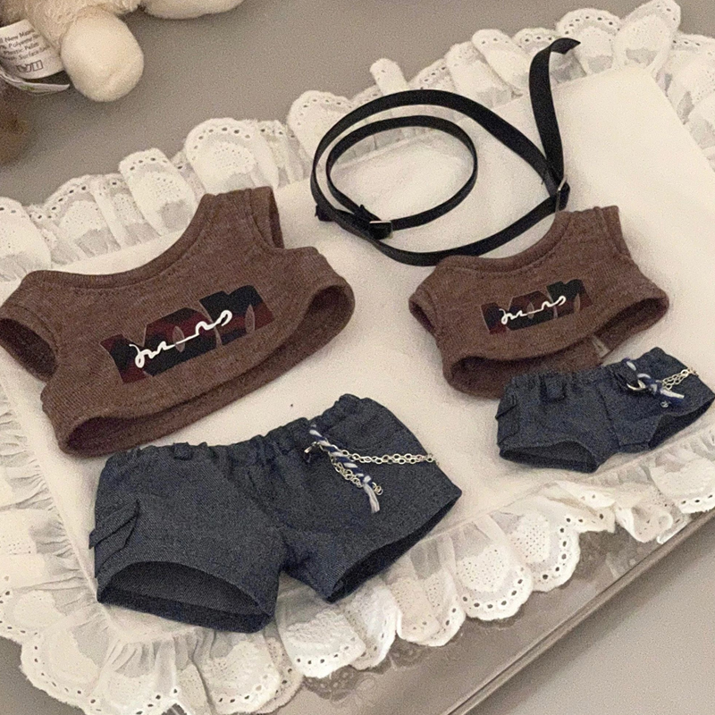 新款10cm异色同款无袖套装棉花娃娃衣服换装