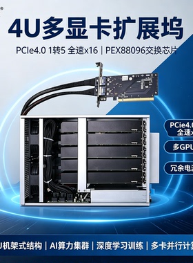 速桥PCI-E转8654转接卡1转5 PCIE4.0 X16显卡服务器GPU底板扩展坞