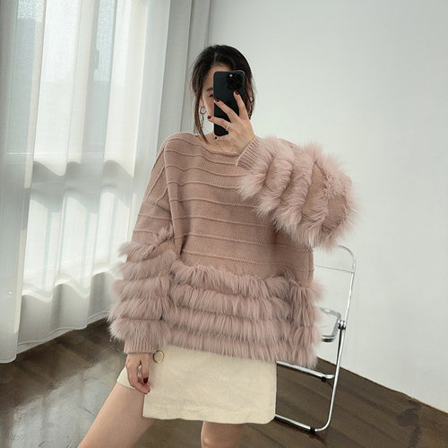 圆领慵懒宽松羊毛毛衣