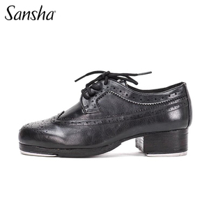 Sansha法国三沙男女款踢踏舞鞋系带牛皮巴洛克风格踢踏舞蹈鞋硬底