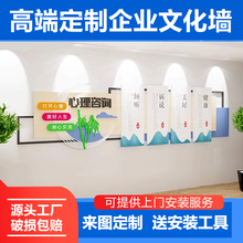 心理咨询室布置挂图定制设计心灵健康辅导室文化背景墙面装饰贴纸