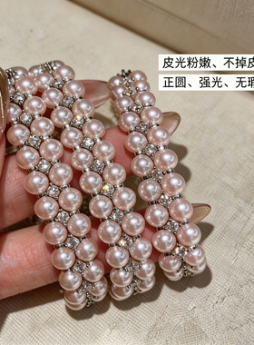 曼塔玫瑰双层镶锆珍珠手链手饰女
