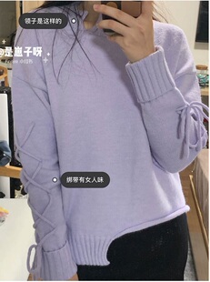 时尚小众设计感半高领女外穿套头毛衣韩版宽松百搭慵懒风针织衫